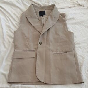 Tan Sleeveless Blazer Vest